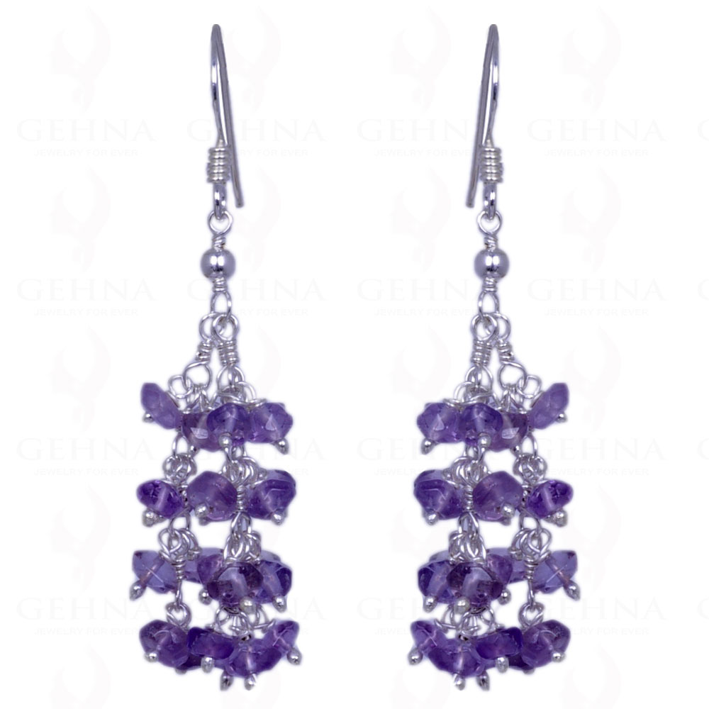 Amethyst Gemstone Faceted Bead Earrings Made In .925 Solid Silver ES-1315