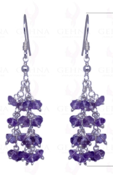 Amethyst Gemstone Faceted Bead Earrings Made In .925 Solid Silver ES-1315