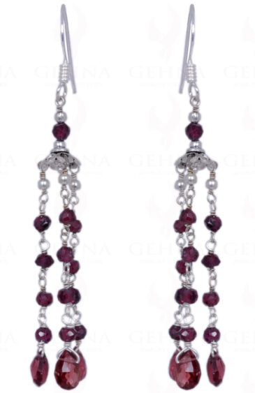 Red Garnet Gemstone Earrings Made In .925 Sterling Silver ES-1316