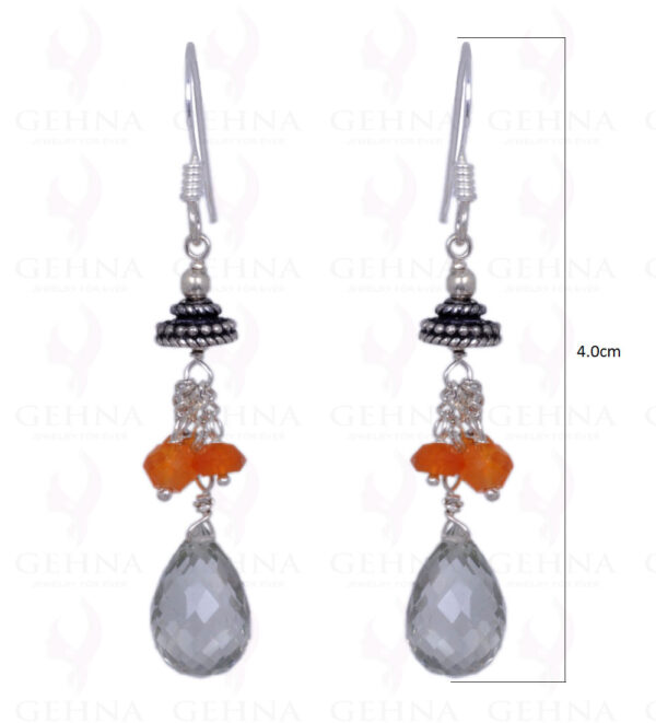 Mandarin Garnet & Green Amethyst Gemstone Earrings In .925 Silver ES-1320