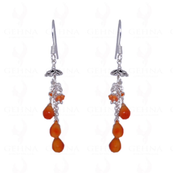 Natural Carnelian Teardrop Earrings Made With .925 Sterling Silver ES-1321