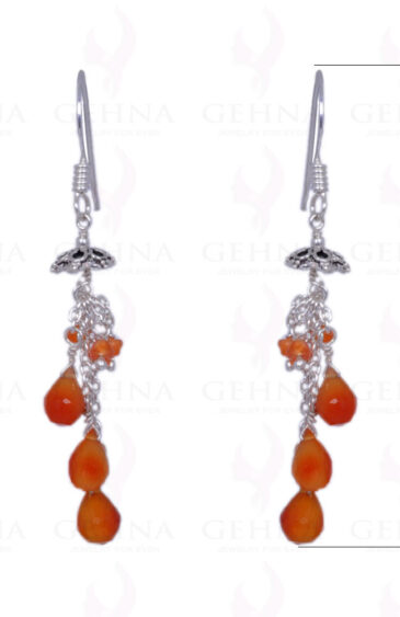 Natural Carnelian Teardrop Earrings Made With .925 Sterling Silver ES-1321