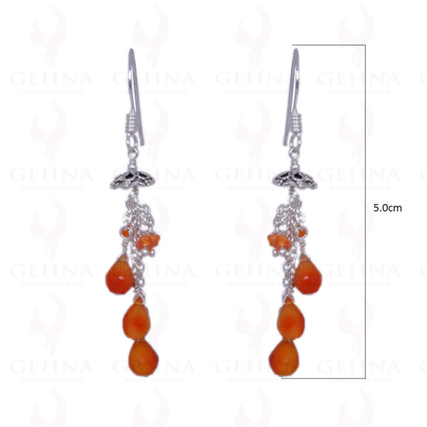 Natural Carnelian Teardrop Earrings Made With .925 Sterling Silver ES-1321