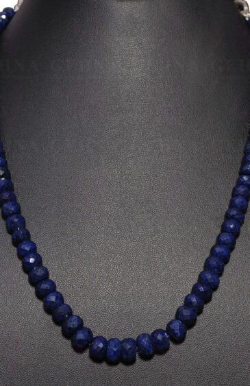 Blue Sapphire Gemstone Faceted Bead Necklace NP-1321