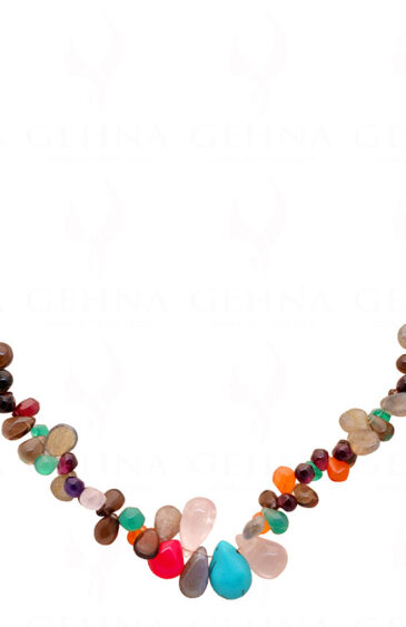 Multi Color Gemstone Drop Shaped Bead Strand NS-1323