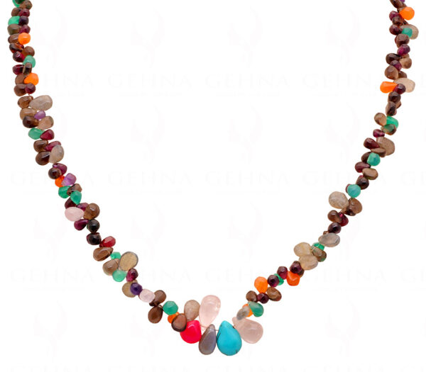 Multi Color Gemstone Drop Shaped Bead Strand NS-1323