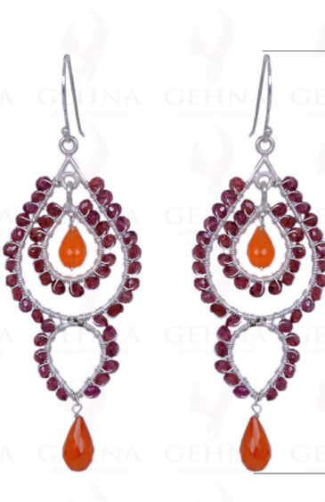 Red Garnet & Carnelian Gemstone Earrings Made In .925 Solid Silver ES-1323