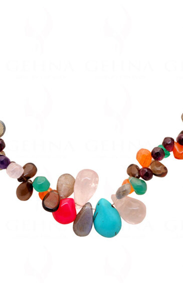 Multi Color Gemstone Drop Shaped Bead Strand NS-1323