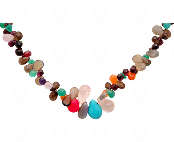 Multi Color Gemstone Drop Shaped Bead Strand NS-1323