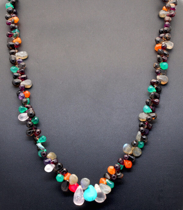 Multi Color Gemstone Drop Shaped Bead Strand NS-1323