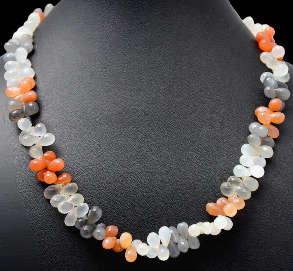 Multi Color MooNS-tone Faceted Drop Shaped Bead Necklace NS-1324