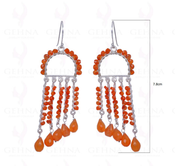 Carnelian Gemstone Faceted Bead & Drop Earrings Made In .925 Solid Silver ES-1328