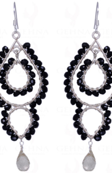 Lemon Topaz & Black Spinel Gemstone Earrings Made In .925 Solid Silver ES-1329