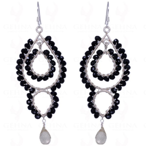 Lemon Topaz & Black Spinel Gemstone Earrings Made In .925 Solid Silver ES-1329