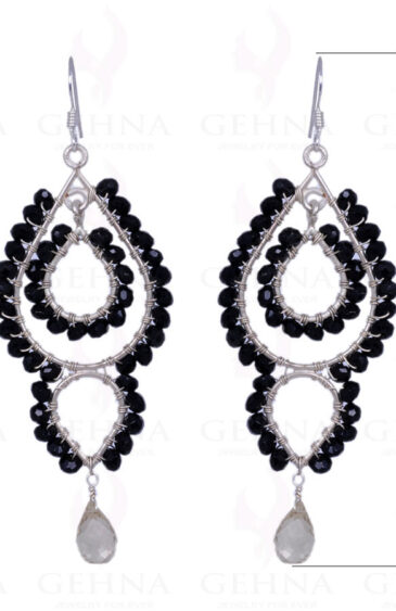 Lemon Topaz & Black Spinel Gemstone Earrings Made In .925 Solid Silver ES-1329