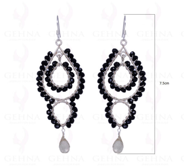 Lemon Topaz & Black Spinel Gemstone Earrings Made In .925 Solid Silver ES-1329