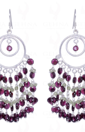 Rhodolite Garnet & Peridot Gemstone Earrings Made In .925 Solid Silver ES-1330