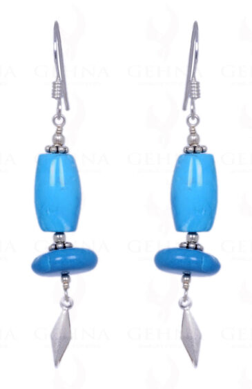Turquoise Gemstone Cabochon Bead Earrings Made In .925 Solid Silver ES-1333