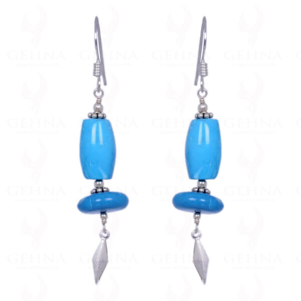 Turquoise Gemstone Cabochon Bead Earrings Made In .925 Solid Silver ES-1333