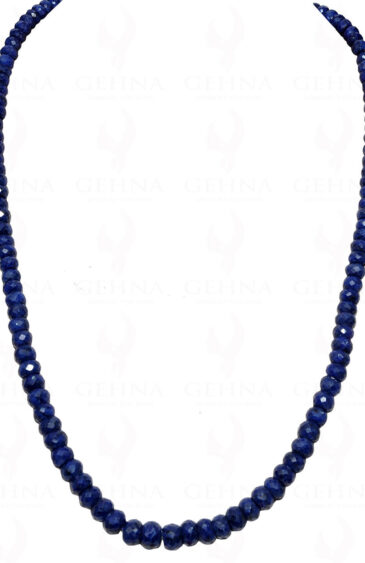 22″ Inches Blue Sapphire Gemstone Faceted Bead Necklace NP-1335