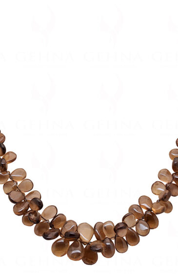 Smoky Quartz Gemstone Almond Shaped Bead Strand Necklace NS-1335