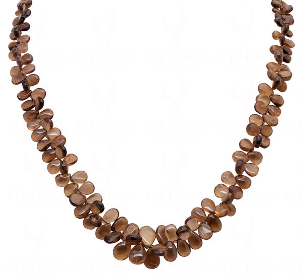 Smoky Quartz Gemstone Almond Shaped Bead Strand Necklace NS-1335