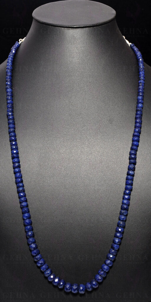 22″ Inches Blue Sapphire Gemstone Faceted Bead Necklace NP-1335