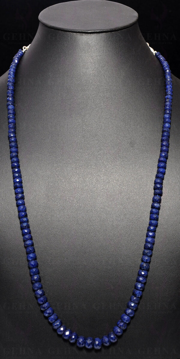 22" Inches Blue Sapphire Gemstone Faceted Bead Necklace NP-1335