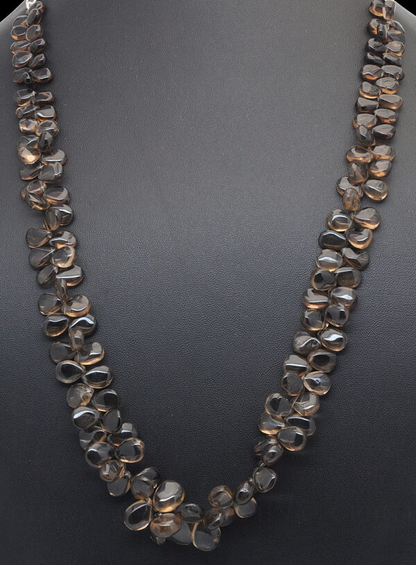 Smoky Quartz Gemstone Almond Shaped Bead Strand Necklace NS-1335