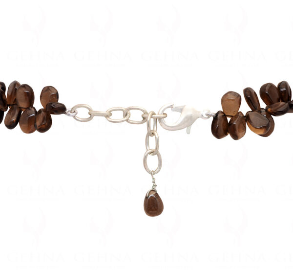 Smoky Quartz Gemstone Almond Shaped Bead Strand Necklace NS-1335