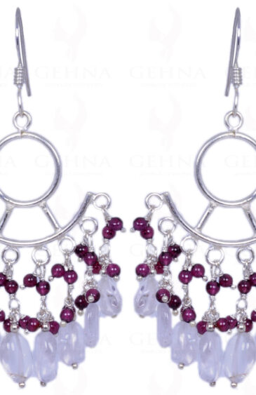 Red Garnet & Rose Quartz Gemstone Earrings Made With .925 Sterling Silver ES-1341