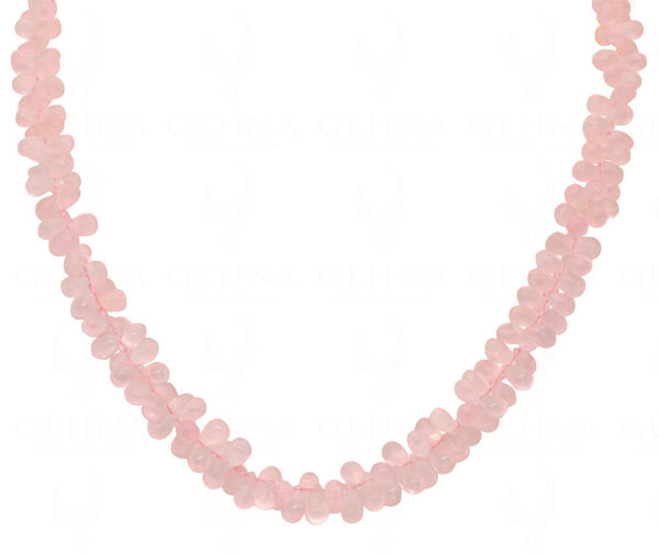 Rose Quartz Gemstone Teardrop Shaped Bead Strand Necklace NS-1341