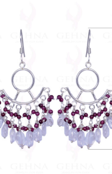 Red Garnet & Rose Quartz Gemstone Earrings Made With .925 Sterling Silver ES-1341