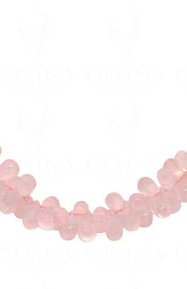 Rose Quartz Gemstone Teardrop Shaped Bead Strand Necklace NS-1341