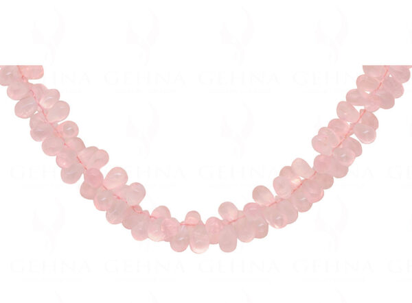 Rose Quartz Gemstone Teardrop Shaped Bead Strand Necklace NS-1341