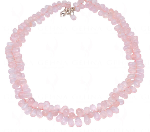 Rose Quartz Gemstone Teardrop Shaped Bead Strand Necklace NS-1341