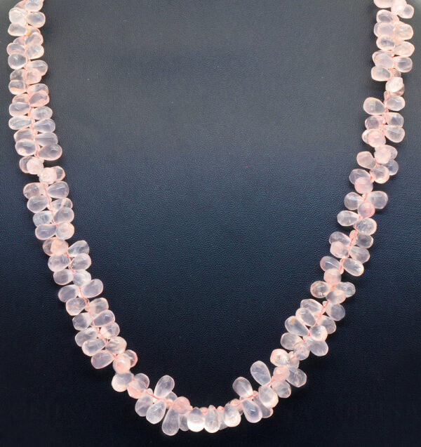 Rose Quartz Gemstone Teardrop Shaped Bead Strand Necklace NS-1341