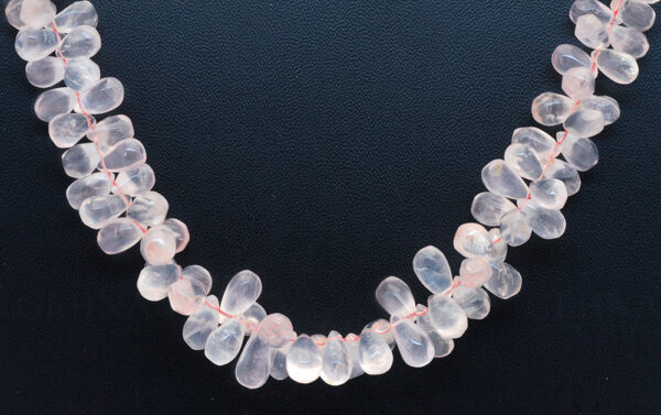 Rose Quartz Gemstone Teardrop Shaped Bead Strand Necklace NS-1341