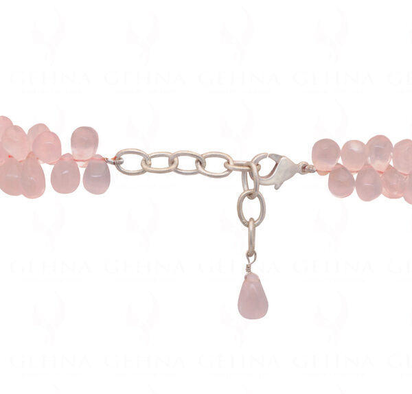 Rose Quartz Gemstone Teardrop Shaped Bead Strand Necklace NS-1341