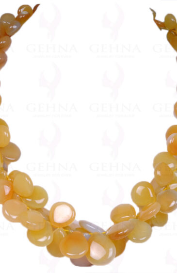 Yellow Chalcedony Gemstone Almond Shaped Bead Necklace NS-1343