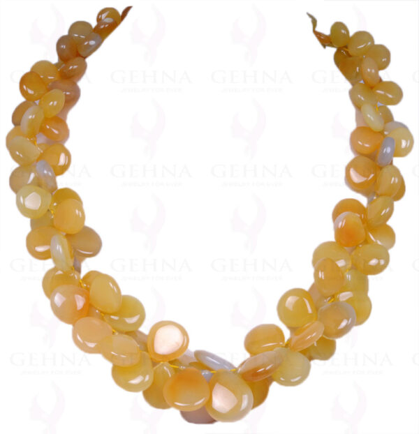 Yellow Chalcedony Gemstone Almond Shaped Bead Necklace NS-1343