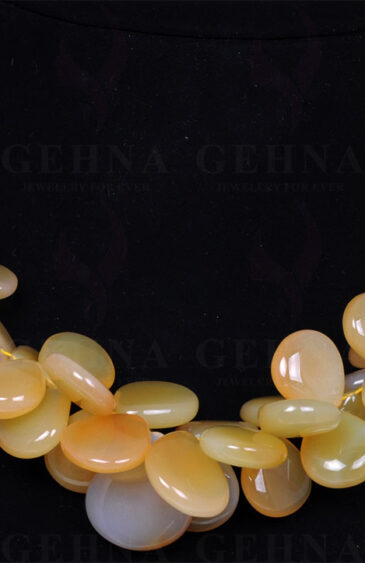 Yellow Chalcedony Gemstone Almond Shaped Bead Necklace NS-1343