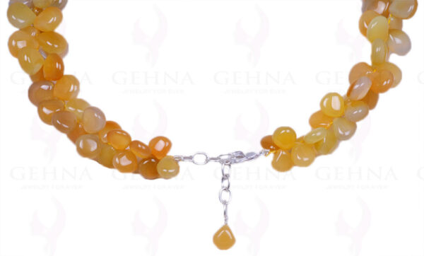 Yellow Chalcedony Gemstone Almond Shaped Bead Necklace NS-1343