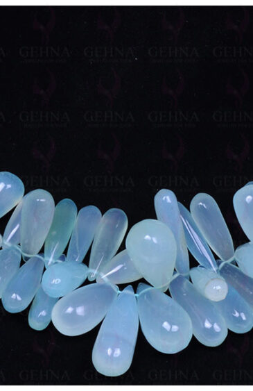 Blue Chalcedony Gemstone Drop Shaped Bead Necklace NS-1344
