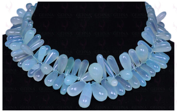 Blue Chalcedony Gemstone Drop Shaped Bead Necklace NS-1344