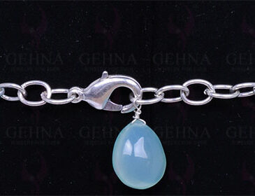 Blue Chalcedony Gemstone Drop Shaped Bead Necklace NS-1344