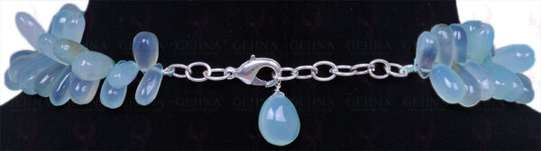 Blue Chalcedony Gemstone Drop Shaped Bead Necklace NS-1344