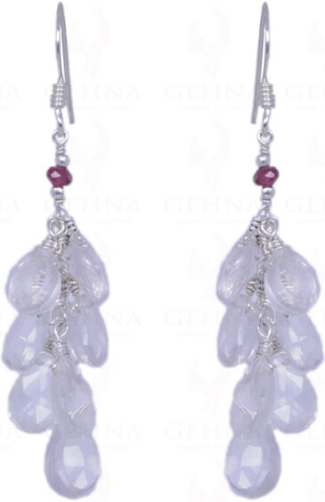Red Garnet & Rose Quartz Gemstone Earrings Made With .925 Solid Silver ES-1345