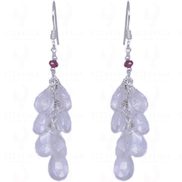 Red Garnet & Rose Quartz Gemstone Earrings Made With .925 Solid Silver ES-1345