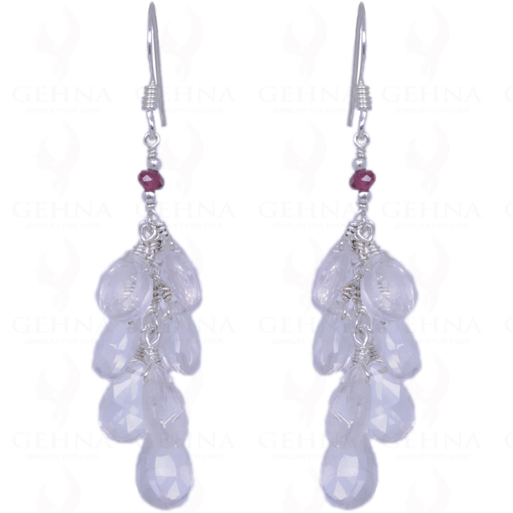 Red Garnet & Rose Quartz Gemstone Earrings Made With .925 Solid Silver ES-1345